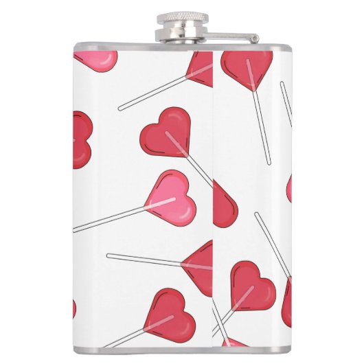 Schattigee Valentijn Rood Hart | Lollipop-patroon Heupfles (Achterkant)