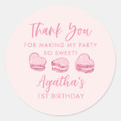 Schattigee Valentijn Roze Hart Verjaardagsfeestje  Ronde Sticker (Voorkant)