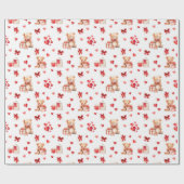 Schattigee Valentijn teddies met rode harten Cadeaupapier (Vlak)