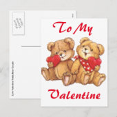 Schattigee Valentijn Teddy Bear Paar 2 Feestdagenkaart (Voorkant / Achterkant)