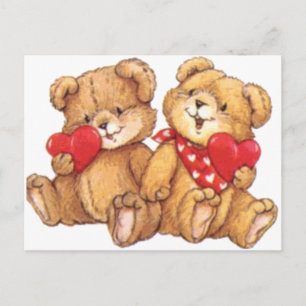 Schattigee Valentijn Teddy Bear Paar Feestdagenkaart