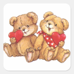 Schattigee Valentijn Teddy Bear Paar Vierkante Sticker