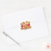 Schattigee Valentijn Teddy Bear Paar Vierkante Sticker (Envelop)