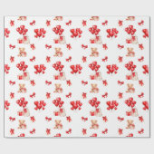 Schattigee Valentijn Teddy met hartvormige ballonn Cadeaupapier (Vlak)