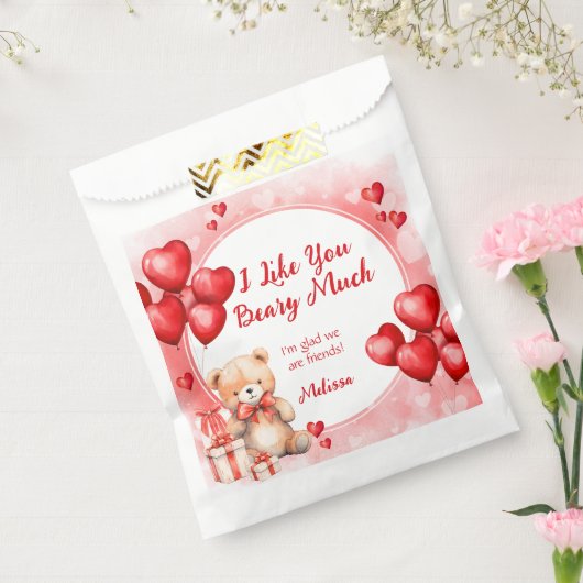 Schattigee Valentijn Teddy met Red Hearts Classroo Bedankzakje (Gezegeld)