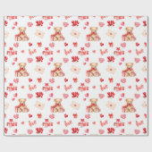 Schattigee Valentijn Teddy met rode harten Cadeaupapier (Vlak)