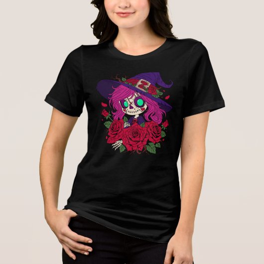 Schattigee Valentijn Witch Zombie Tri-Blend Shirt (Voorkant)