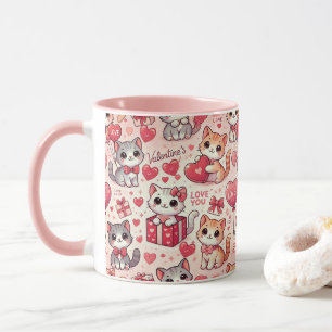 Schattigee Valentijn's Day Cat Mok - Cadeau voor K