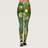 Schattigee Valentijn's Day mos groen roze bloemenh Leggings (Achterkant)