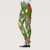 Schattigee Valentijn's Day mos groen roze bloemenh Leggings (Links)