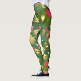 Schattigee Valentijn's Day mos groen roze bloemenh Leggings