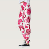 Schattigee Valentijn's Day roze bloemenharten, mon Leggings (Links)