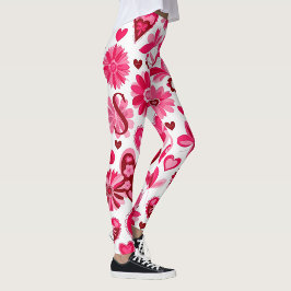 Schattigee Valentijn's Day roze bloemenharten, mon Leggings