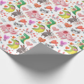 Schattigee Valentijnsdag Animal Heart Funny Whimsi Cadeaupapier (Hoek)