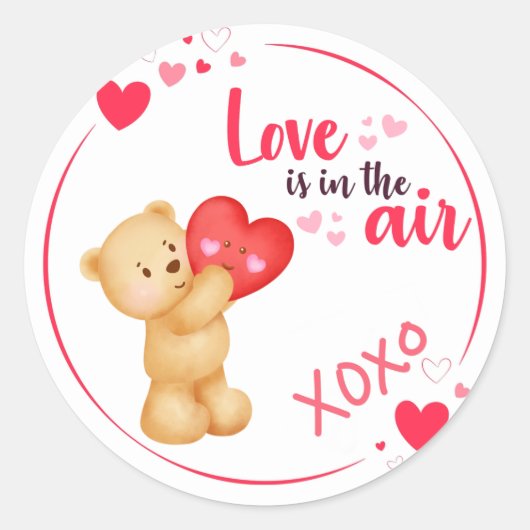 Schattigee Valentijnsdag Beer met een Heart Love S Ronde Sticker (Voorkant)