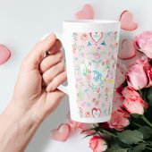 Schattigee Valentijnsdag Bloemenharten n Love Pink Latte Mok