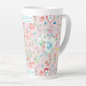 Schattigee Valentijnsdag Bloemenharten n Love Pink Latte Mok (Rechterhoek)