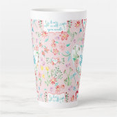 Schattigee Valentijnsdag Bloemenharten n Love Pink Latte Mok (Voorkant)