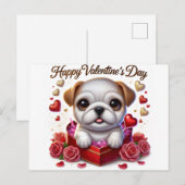 Schattigee Valentijnsdag Bulldog Holiday Briefkaar Feestdagenkaart (Voorkant / Achterkant)