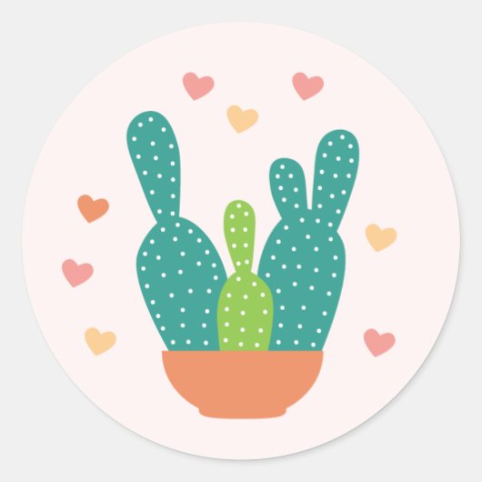 Schattigee Valentijnsdag Cactus Stickers (Voorkant)