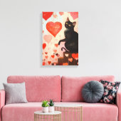 Schattigee Valentijnsdag Cat Canvas Afdruk (Insitu (Woonkamer))