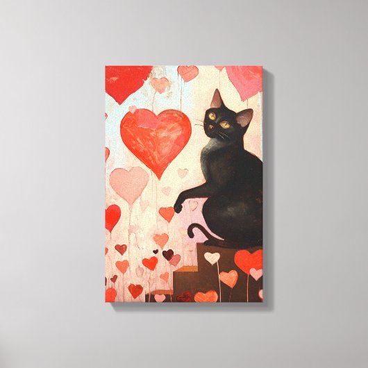 Schattigee Valentijnsdag Cat Canvas Afdruk (Voorkant)