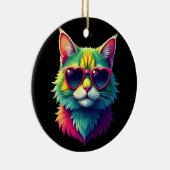 Schattigee Valentijnsdag Cat Heart Zonnebril Cat L Keramisch Ornament (Rechts)