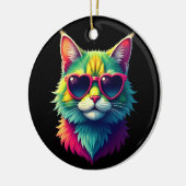 Schattigee Valentijnsdag Cat Heart Zonnebril Cat L Keramisch Ornament (Links)