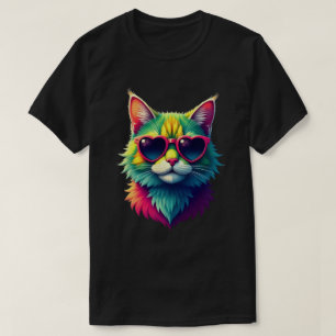 Schattigee Valentijnsdag Cat Heart Zonnebril Cat L T-shirt