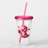 Schattigee Valentijnsdag dinosaurus Acryl Drinkbeker (Achterkant)