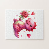 Schattigee Valentijnsdag dinosaurus Legpuzzel (Horizontaal)