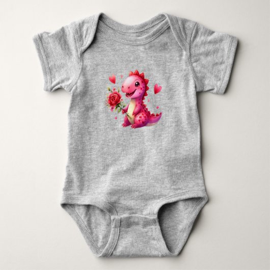 Schattigee Valentijnsdag dinosaurus Romper (Voorkant)