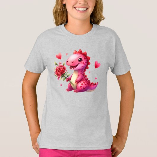 Schattigee Valentijnsdag dinosaurus T-shirt (Voorkant)