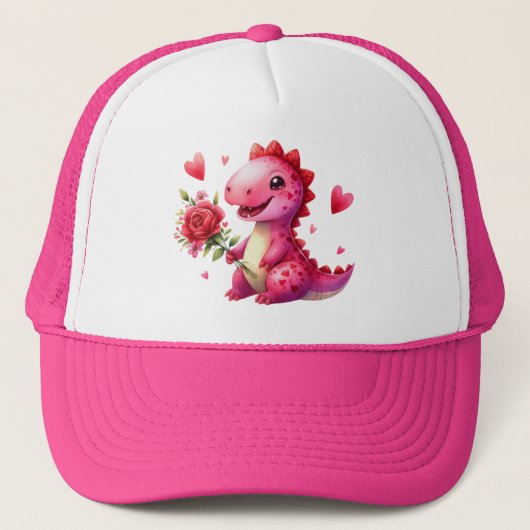 Schattigee Valentijnsdag dinosaurus Trucker Pet (Voorkant)