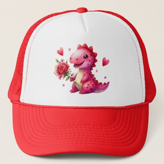 Schattigee Valentijnsdag dinosaurus Trucker Pet (Voorkant)
