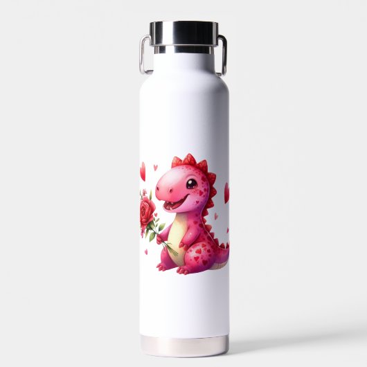 Schattigee Valentijnsdag dinosaurus Waterfles (Voorkant)