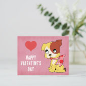 Schattigee Valentijnsdag Dog Red Heart Pink Briefkaart (Staand voorkant)