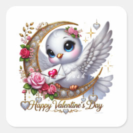 Schattigee Valentijnsdag Dove Flat Holiday Kaart Vierkante Sticker