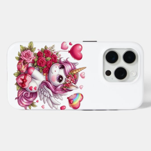 Schattigee Valentijnsdag eenhoorn Case-Mate iPhone Case (Achterkant (horizontaal))