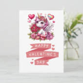 Schattigee Valentijnsdag eenhoorn Feestdagenkaart (Staand voorkant)