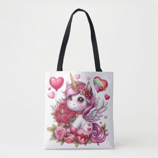 Schattigee Valentijnsdag eenhoorn Tote Bag (Voorkant)