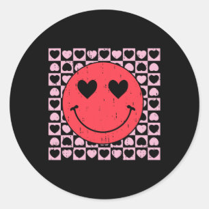 Schattigee Valentijnsdag Glimlach Gezicht Hart Voo Ronde Sticker