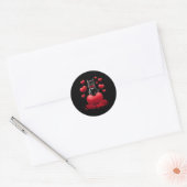 Schattigee Valentijnsdag Hart Zwarte Kat Vrouwen M Ronde Sticker (Envelop)