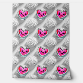 Schattigee Valentijnsdag harten en golfballen Behang