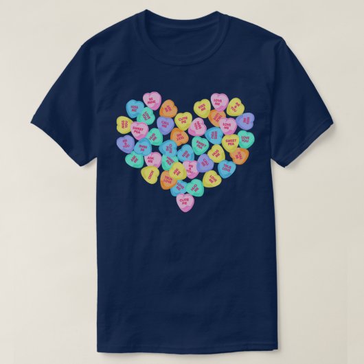 Schattigee Valentijnsdag Harten Snoep Valentijnse T-shirt (Design voorkant)