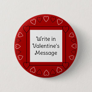 Schattigee Valentijnsdag Hearts Voeg bericht toe a Ronde Button 5,7 Cm