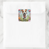 Schattigee Valentijnsdag Hond vierkante sticker (Tas)