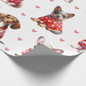 Schattigee Valentijnsdag Honden op Wit Cadeaupapier (Hoek)