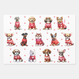 Schattigee Valentijnsdag Honden op Wit Inpakpapier Vel