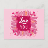 Schattigee Valentijnsdag houdt van je roze Paarse  Briefkaart (Voorkant)